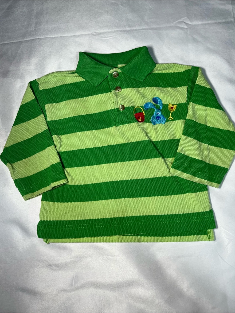 Vintage 2000 Blue’s Clues Long Sleeve Polo Shirt 2T Blue Shovel Pail Couch